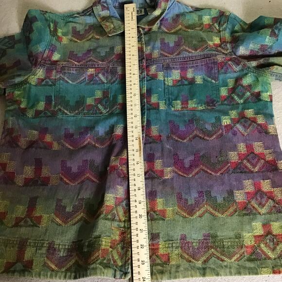 Chico’s  Women Vintage Y2K Western Ombré Print Cotton Jacket  Sz. 2 Sz. 12 EUC - Picture 7 of 11